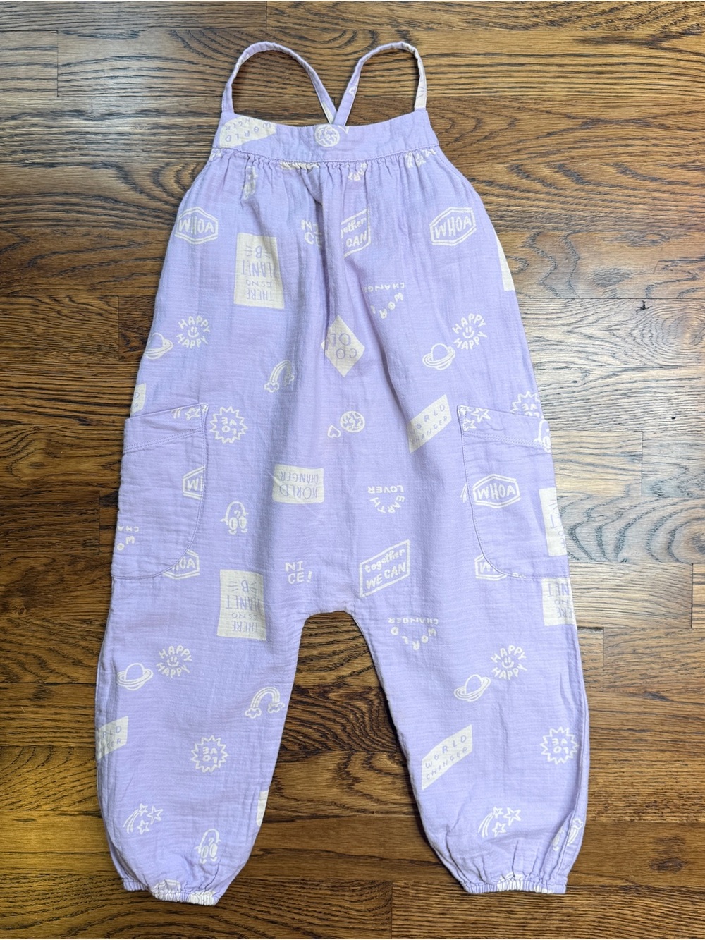 Open Edit Girls Organic Cotton Muslin Gauze Lilac Romper Retro Artsy Prints 3